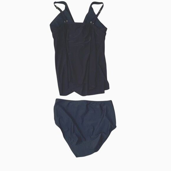 Beyond Control Womens Spaghetti Strap Tankini 2-Piece Swim Set Black Size 10 - Picture 5 of 7